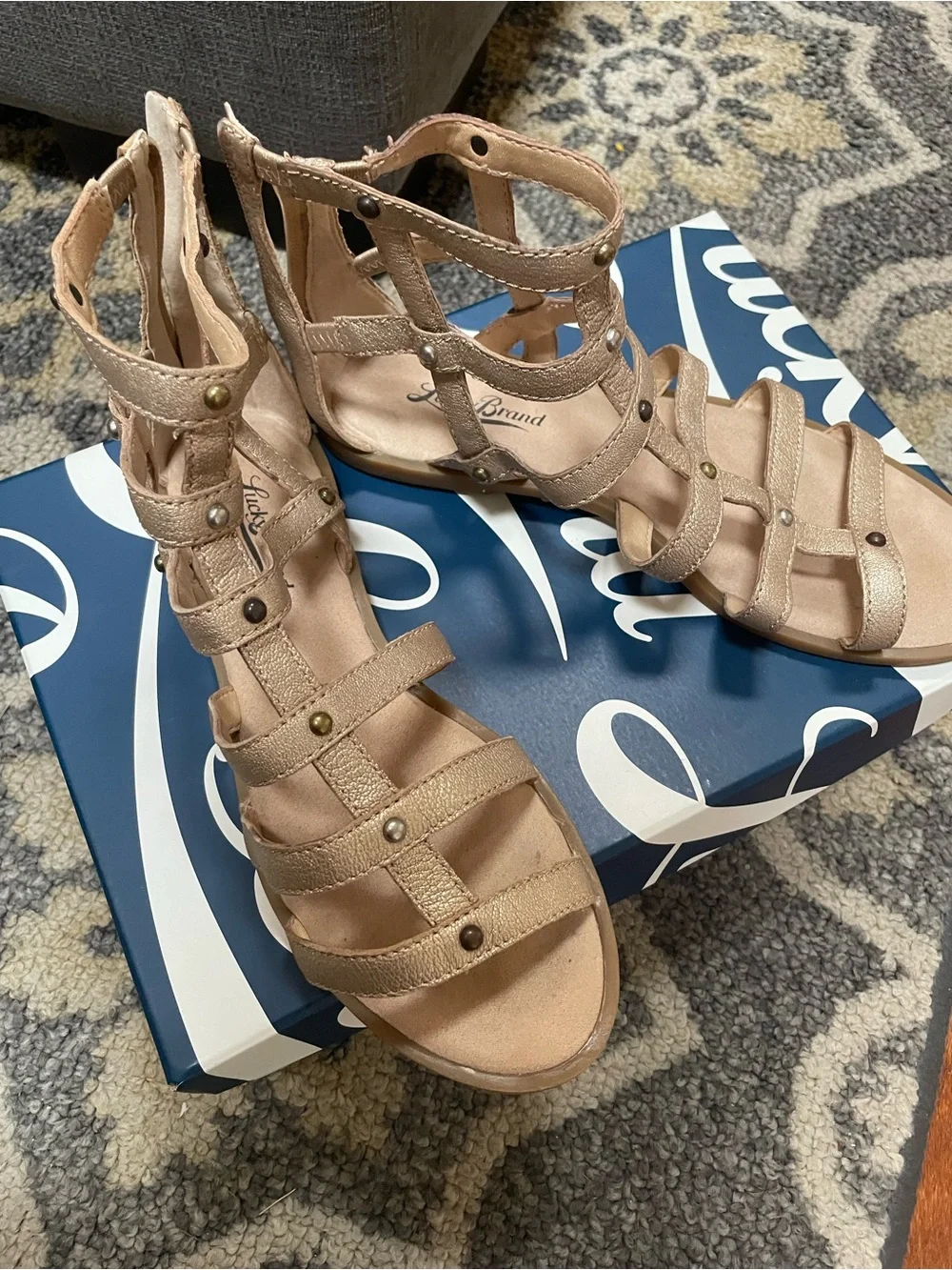 Lucky Brand Champagne Strappy Gladiator Sandals